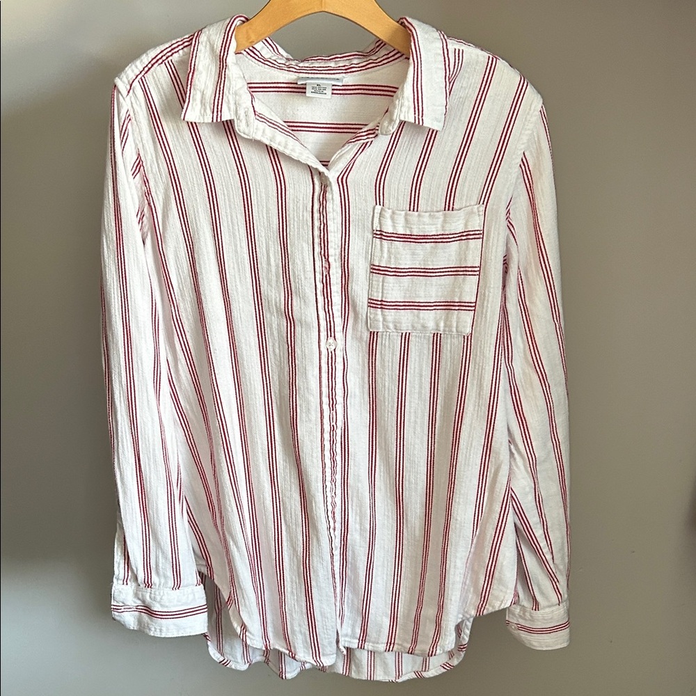 Liz Claiborne Red and White Striped Shirt